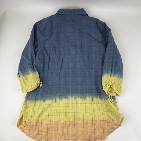 Christopher & Banks Button Up Shirt Womens Medium Blue Yellow Ombre - Picture 9 of 9